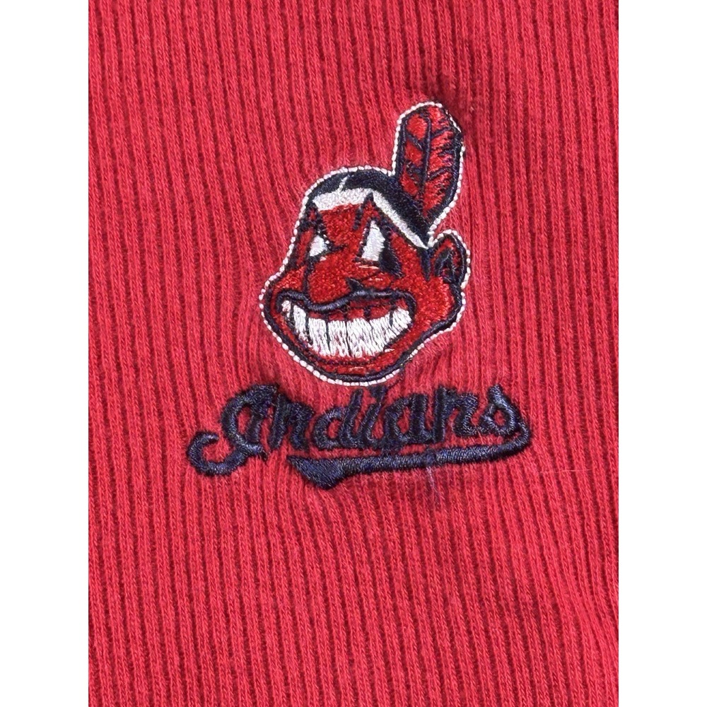 Vintage Cleveland Indians Knit Red Polo Large With Embroidered Chief Wahoo - Picture 3 of 8